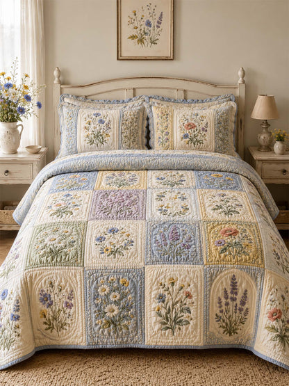 Wildflower Quilted 3-Piece Bedding Set