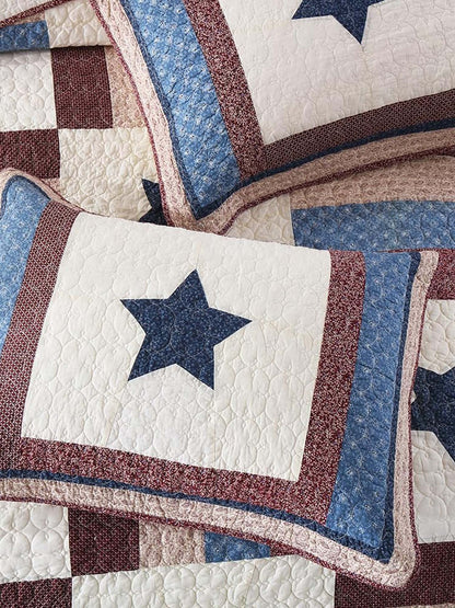 Americana Star Patchwork Quilted 3-Piece Bedding Set