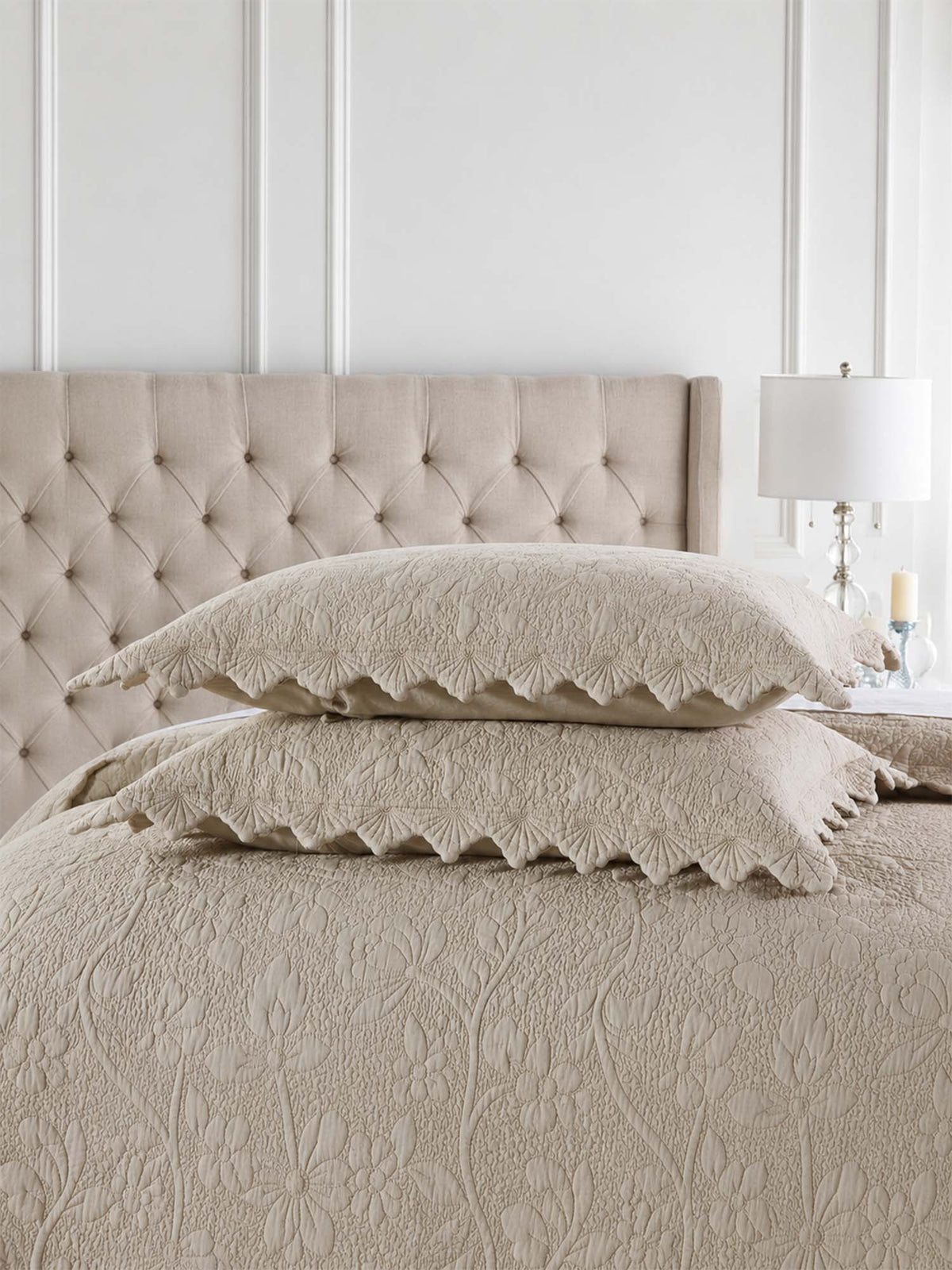 Serene Blossom 100% Cotton Floral Quilted Bedding Set