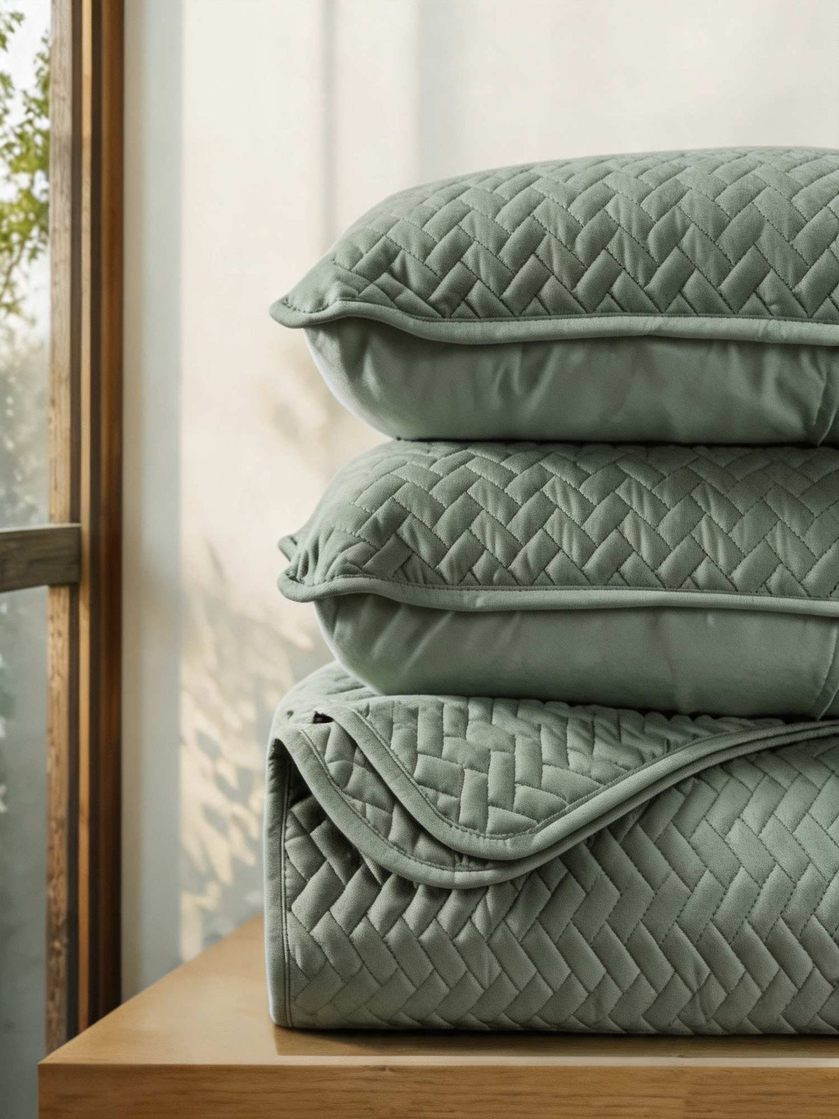 3-Piece Herringbone Quilted Coverlet Set