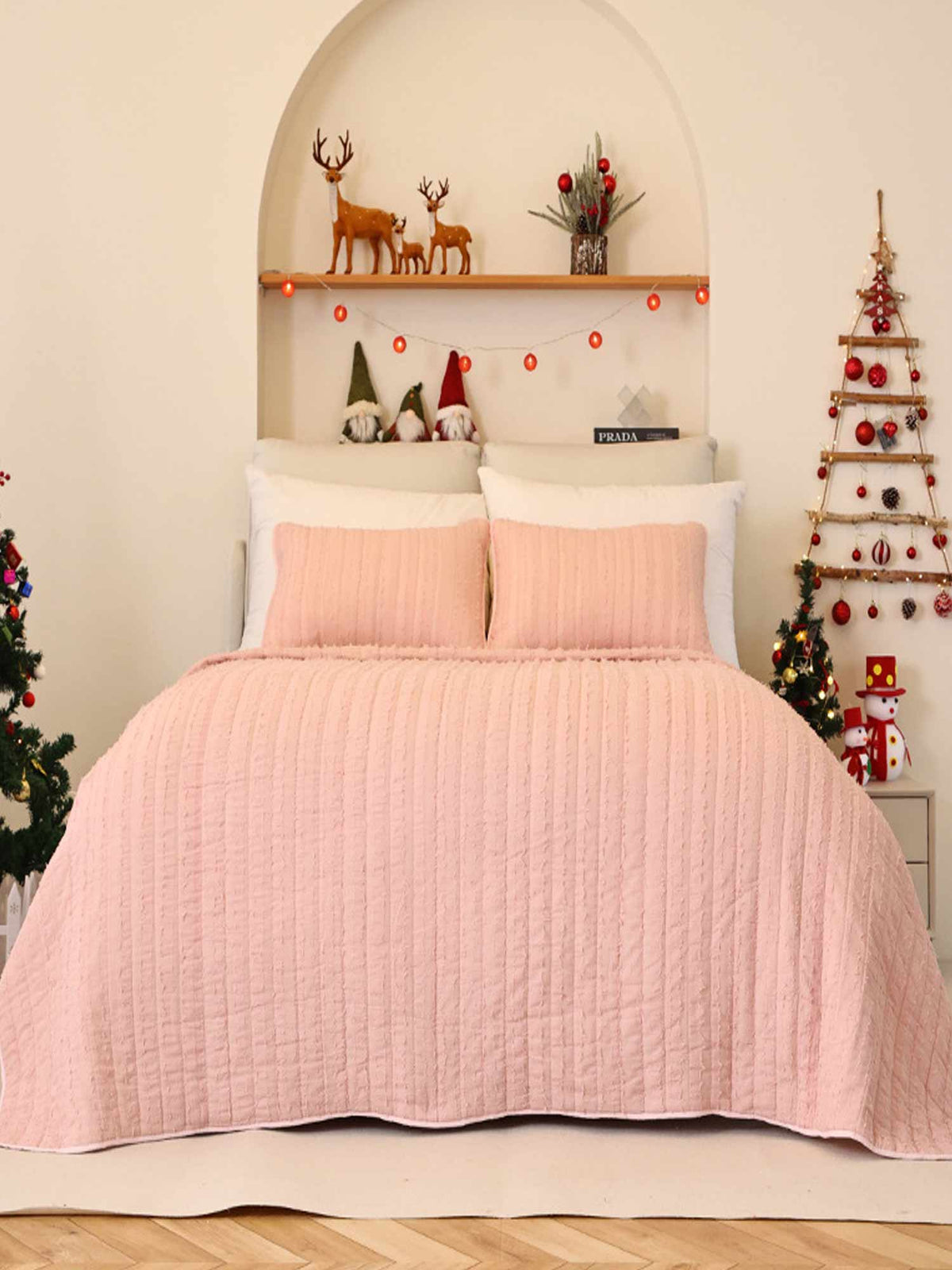 Solid 100% Cotton Bed Cover 3‑Piece Set Quilted