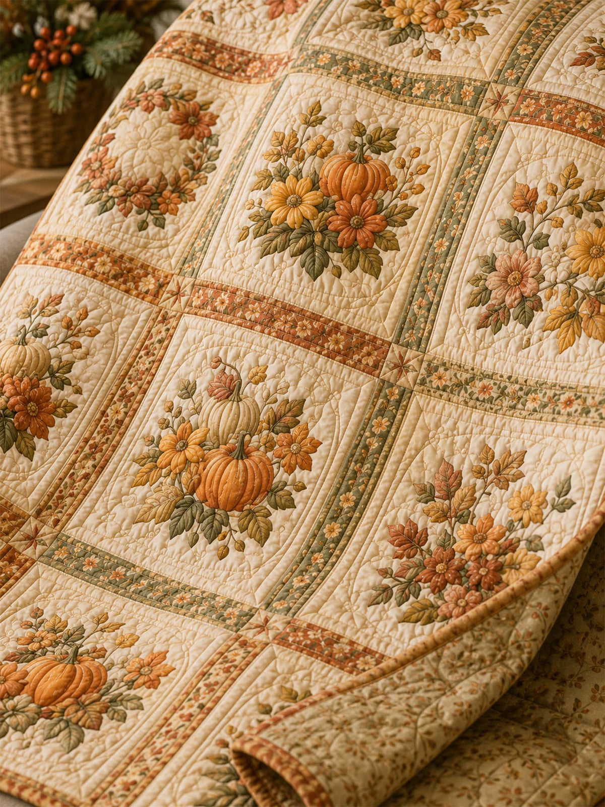 Pumpkin Harvest Quilted Blanket
