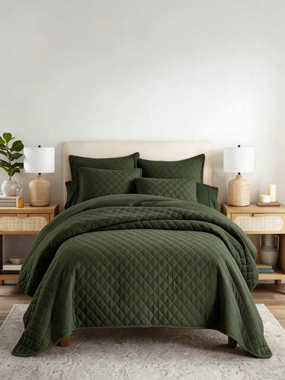 3-Piece Diamond Stitch Quilted Coverlet Set