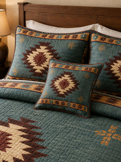 H.PAI Desert Aztec Star Quilted 3-Piece Bedding Set