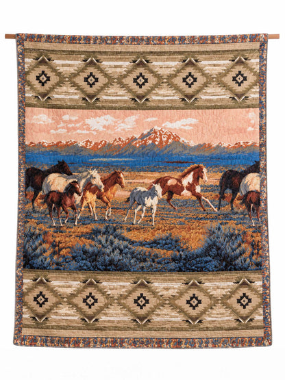 Western Horse Patchwork Quilted 3-Piece Bedding Set