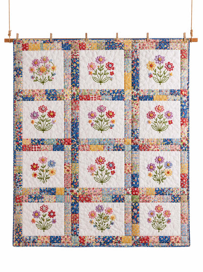Wildflower Cottage Patchwork Quilted 3-Piece Bedding Set