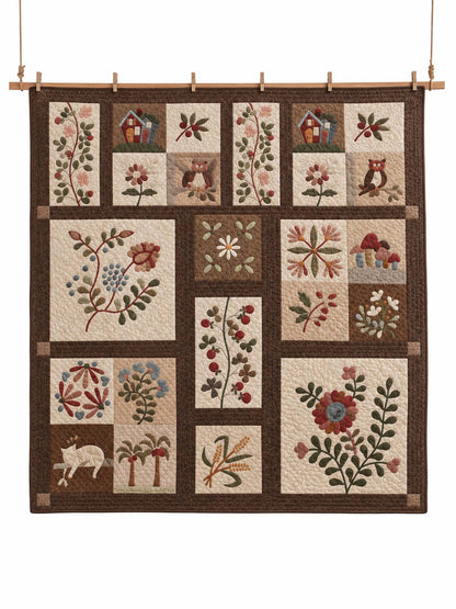 Vintage Country Fruit Floral Patchwork Quilted 3-Piece Bedding Set