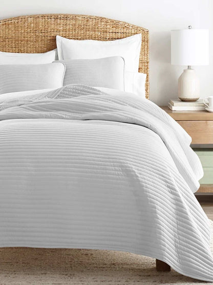 3-Piece Stripe Stitch Quilted Coverlet Set