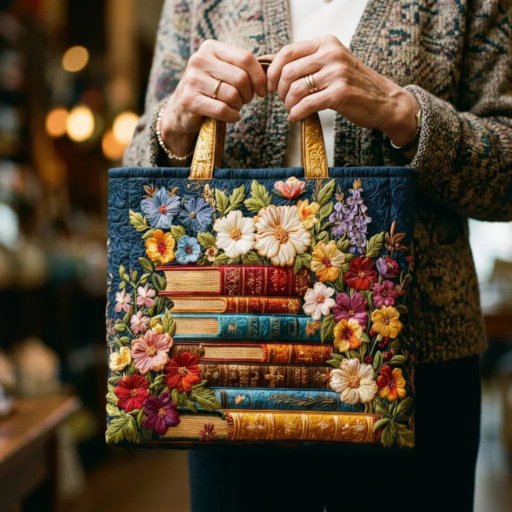 Bloemenprint & Boeken Handgemaakte Tas