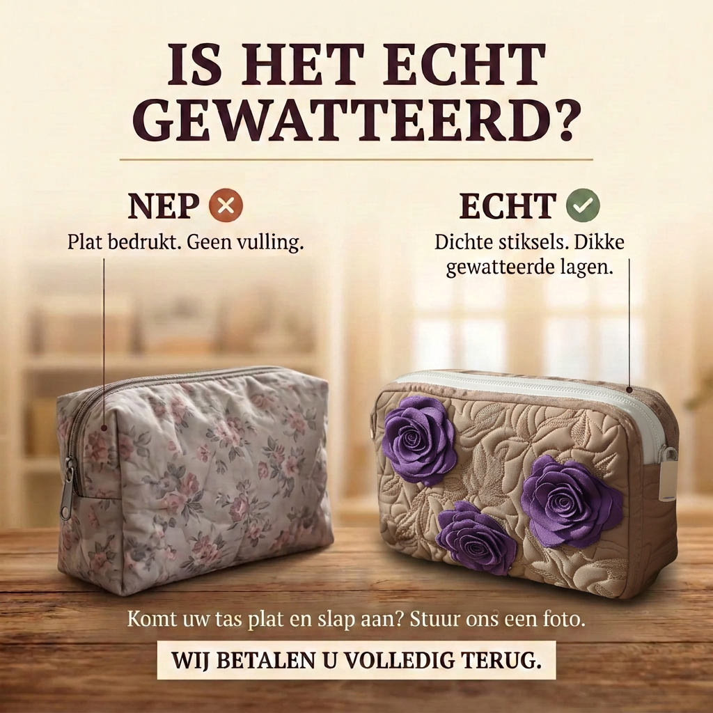 Gewatteerde make-uptas Betoverde Roos