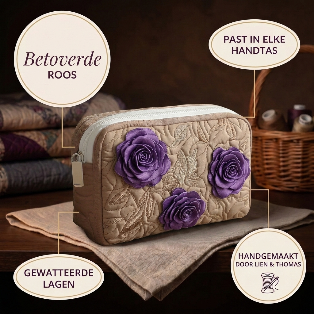 Gewatteerde make-uptas Betoverde Roos