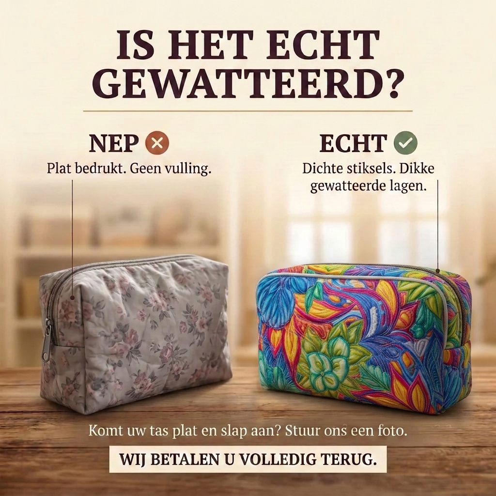 Gewatteerde make-uptas Bloem en Rank