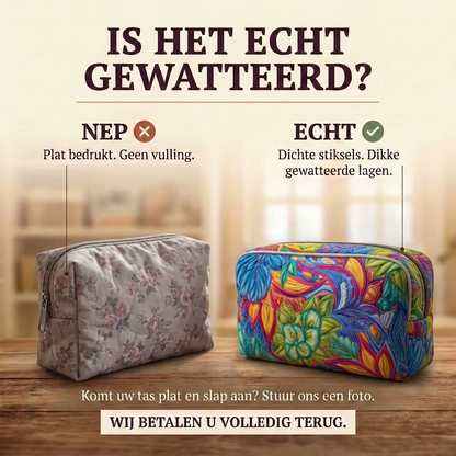 Gewatteerde make-uptas Bloem en Rank