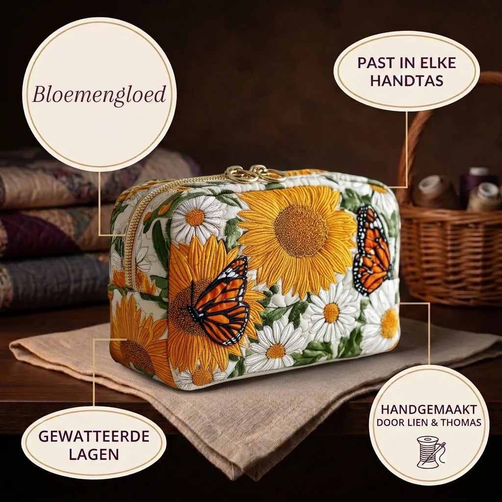 Gewatteerde make-uptas Bloemengloed