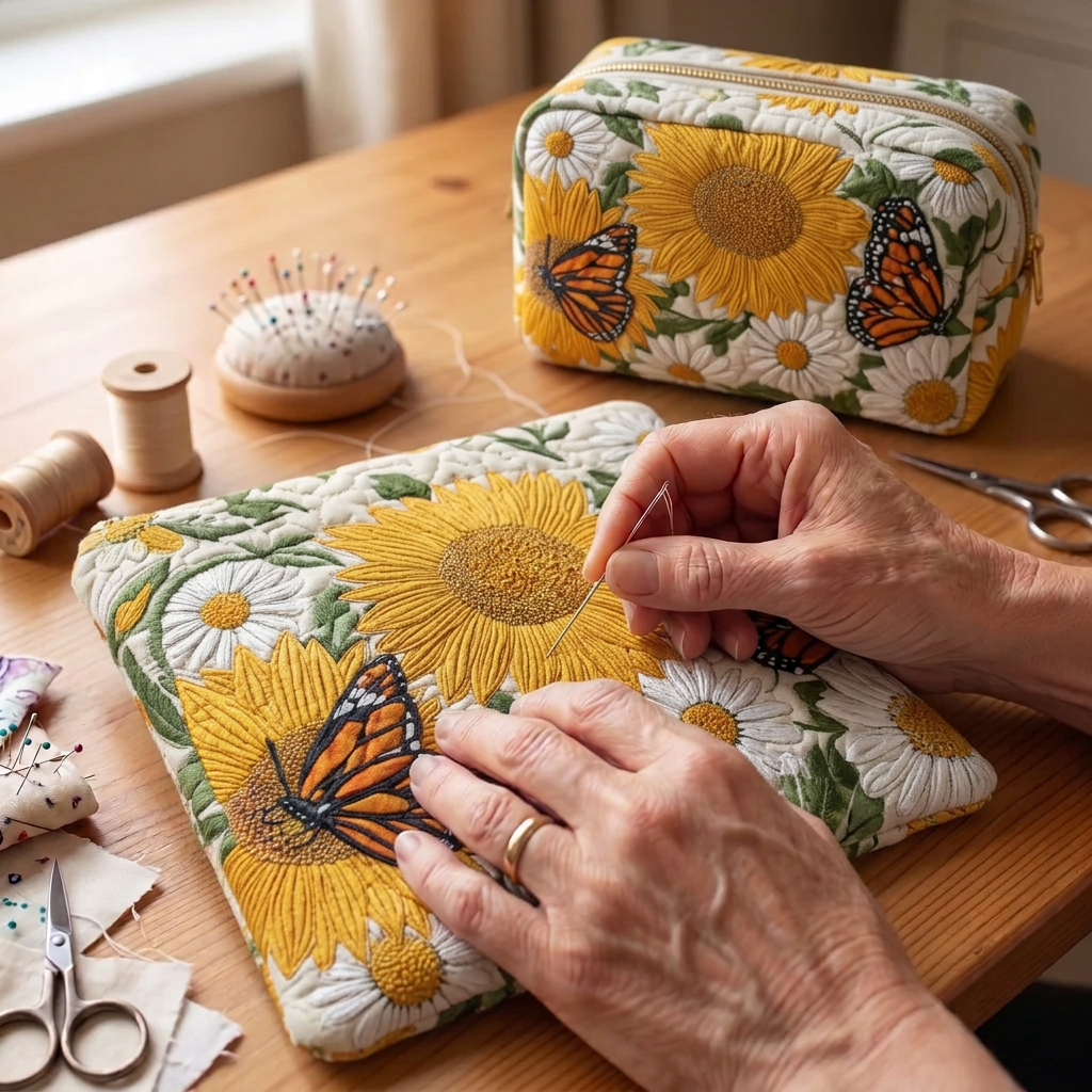 Gewatteerde make-uptas Bloemengloed