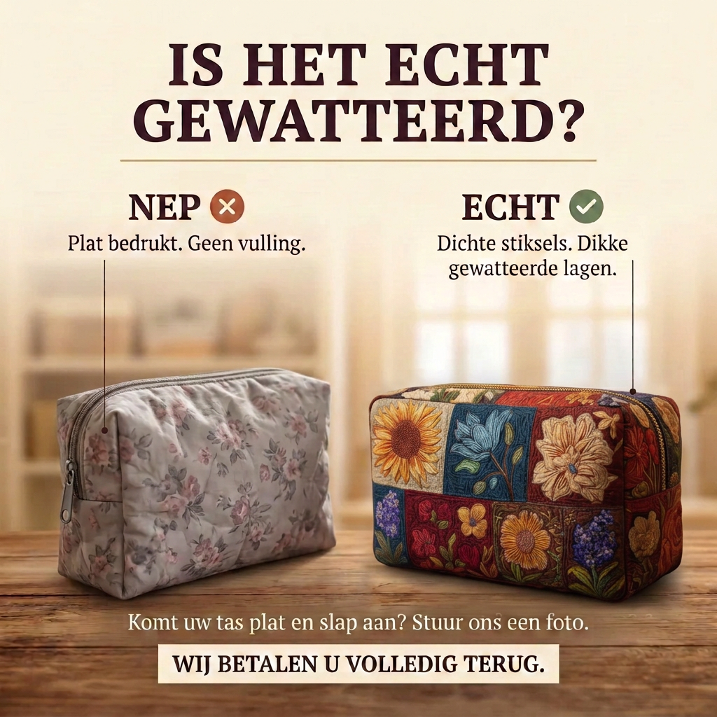 Gewatteerde make-uptas Bloemenpatchwork