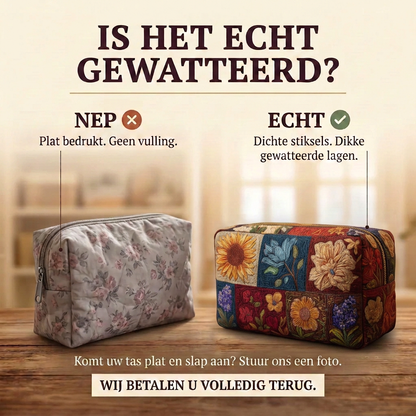 Gewatteerde make-uptas Bloemenpatchwork