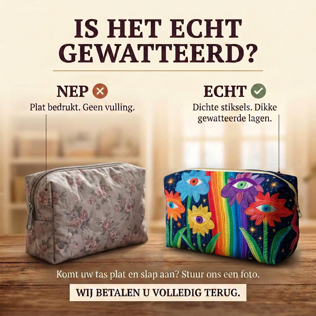 Gewatteerde make-uptas Boho-paddenstoel