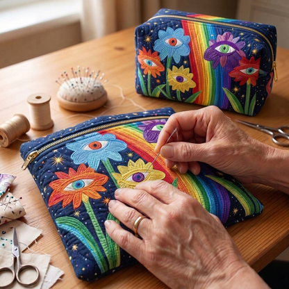 Gewatteerde make-uptas Boho-paddenstoel