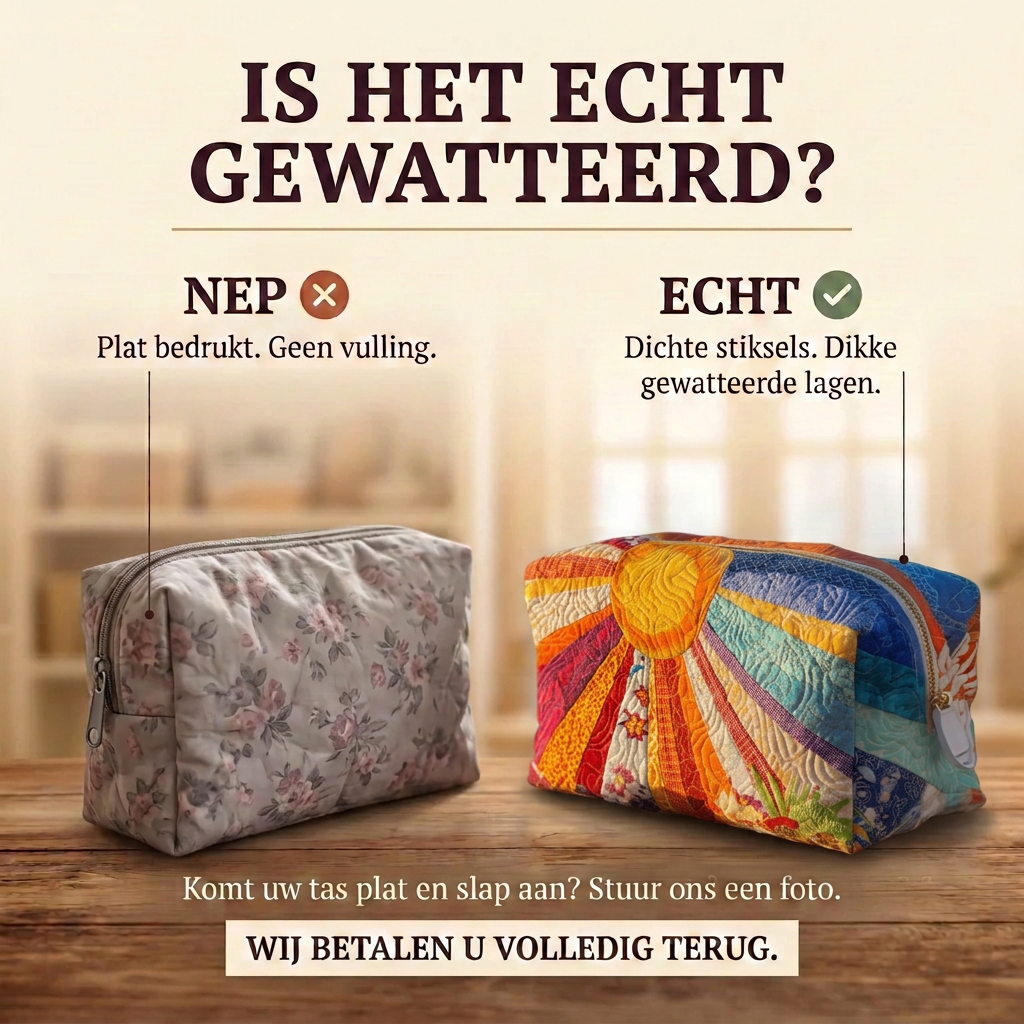 Gewatteerde make-uptas Boho-zonnestralen