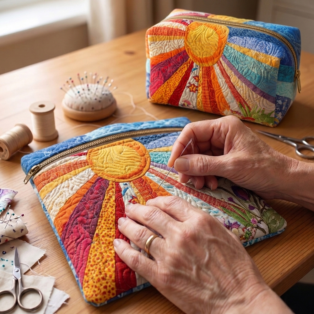 Gewatteerde make-uptas Boho-zonnestralen