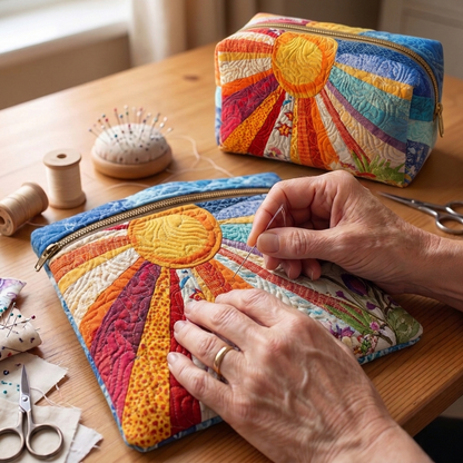 Gewatteerde make-uptas Boho-zonnestralen
