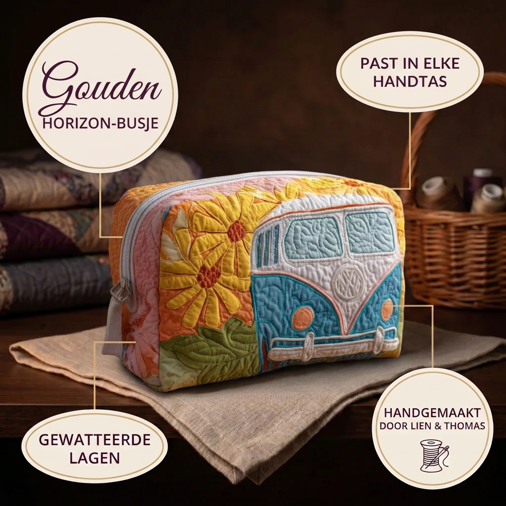 Gewatteerde make-uptas Gouden Horizon-busje