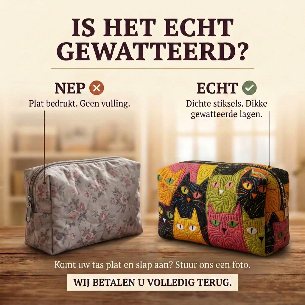 Gewatteerde make-uptas Kattentuin