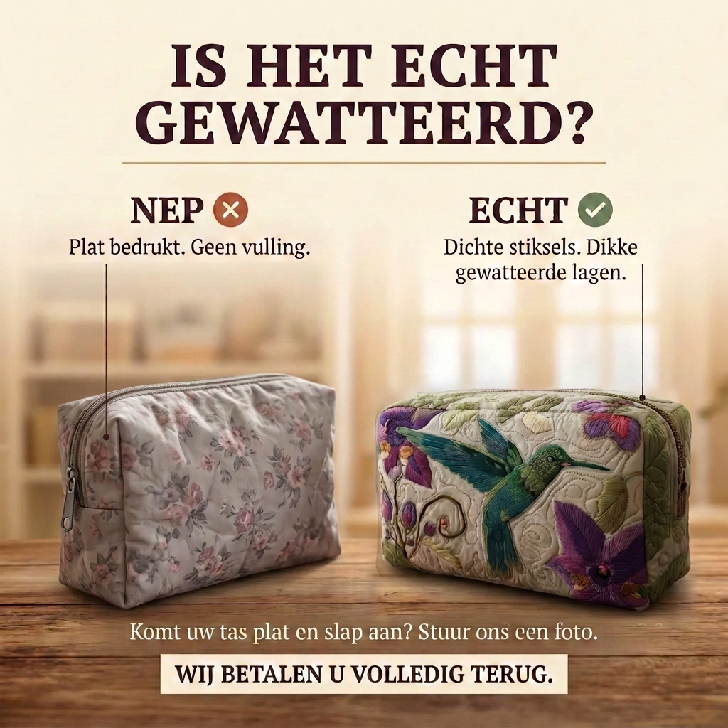 Gewatteerde make-uptas Kolibrie in Bloei