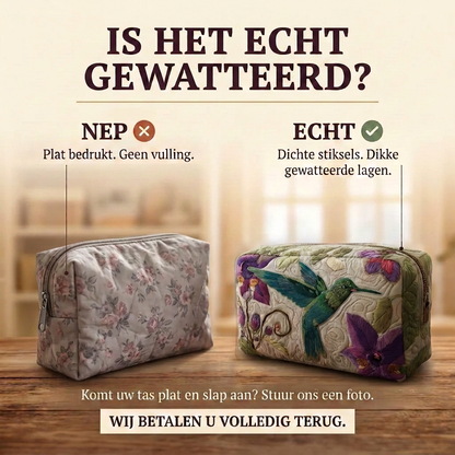 Gewatteerde make-uptas Kolibrie in Bloei