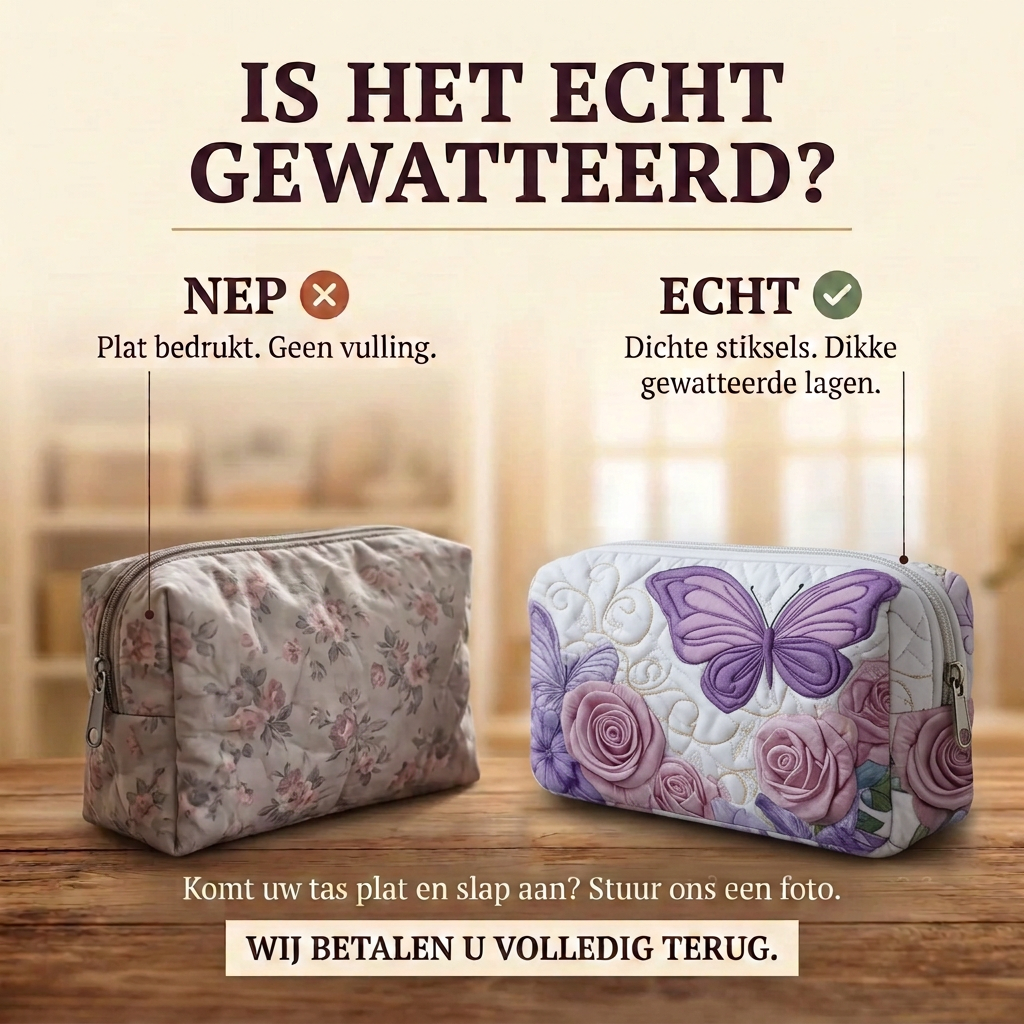 Gewatteerde make-uptas Lavendelcharme