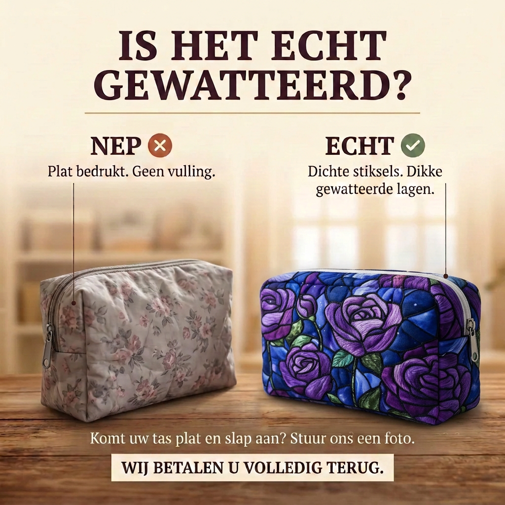 Gewatteerde make-uptas Middernachtroos