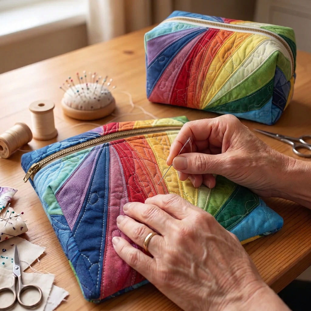 Gewatteerde make-uptas Regenboogstroom