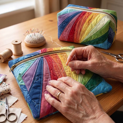Gewatteerde make-uptas Regenboogstroom