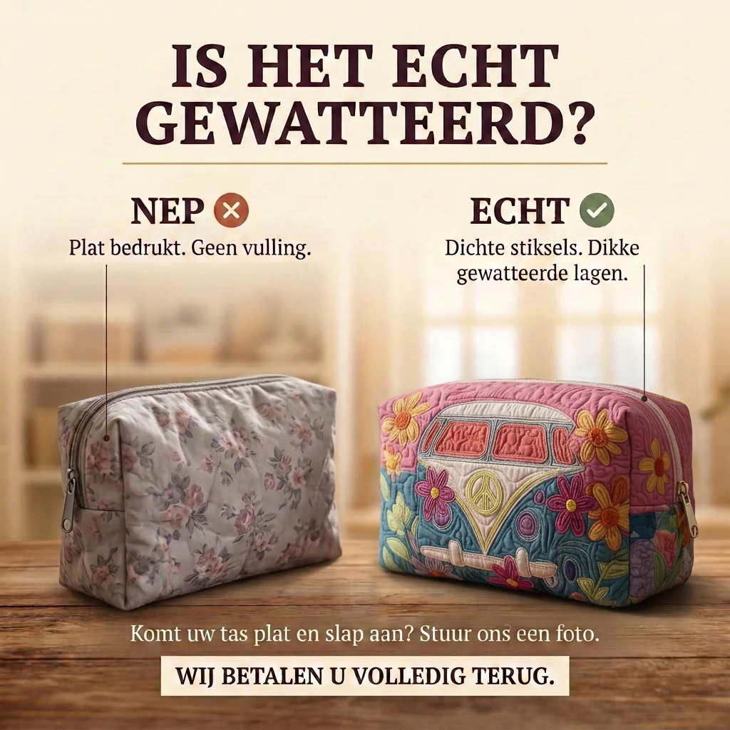 Gewatteerde make-uptas Retro Bloemenreis