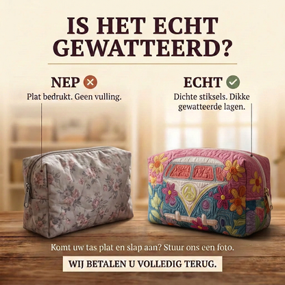 Gewatteerde make-uptas Retro Bloemenreis