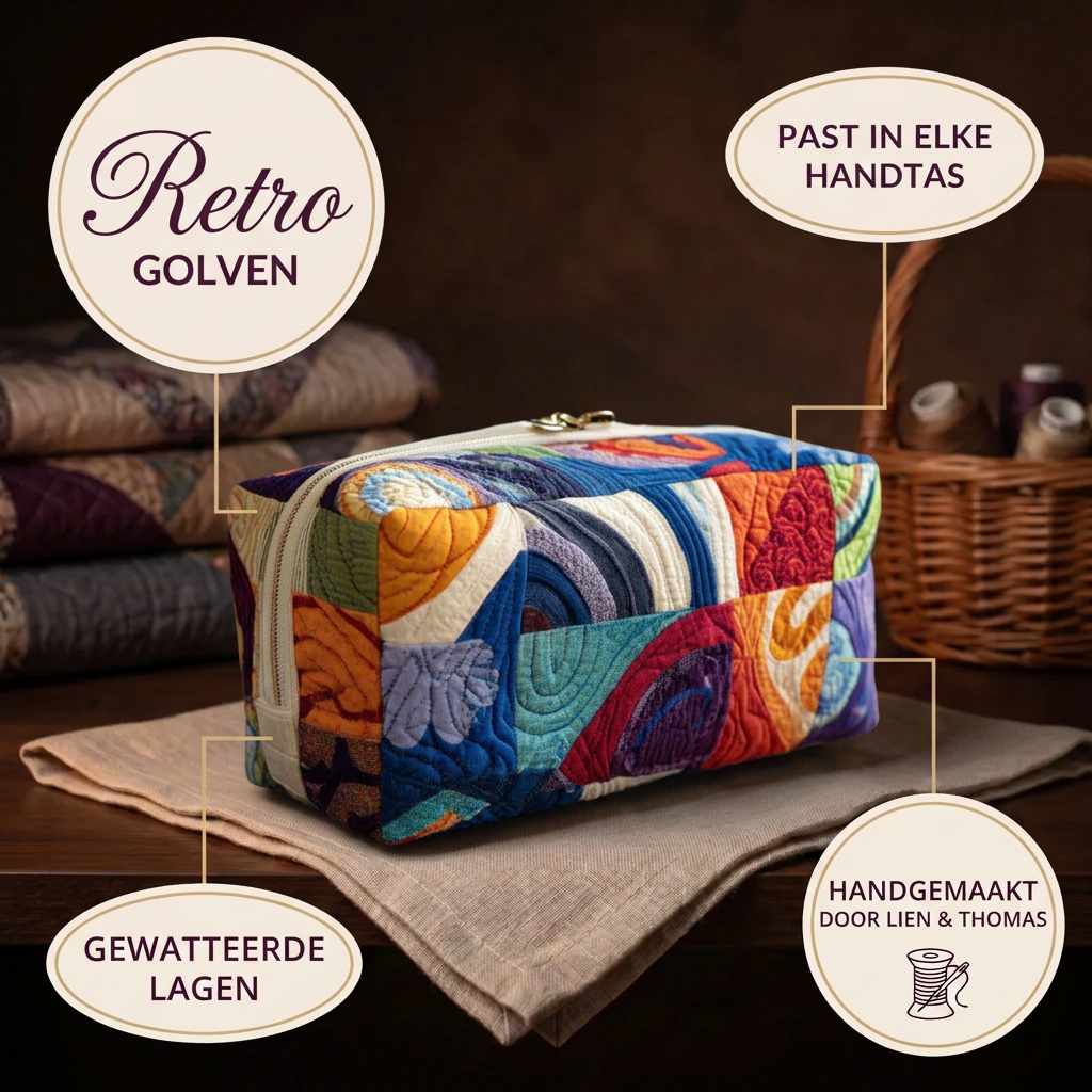 Gewatteerde make-uptas Retro Golven