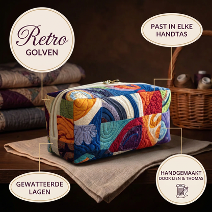 Gewatteerde make-uptas Retro Golven