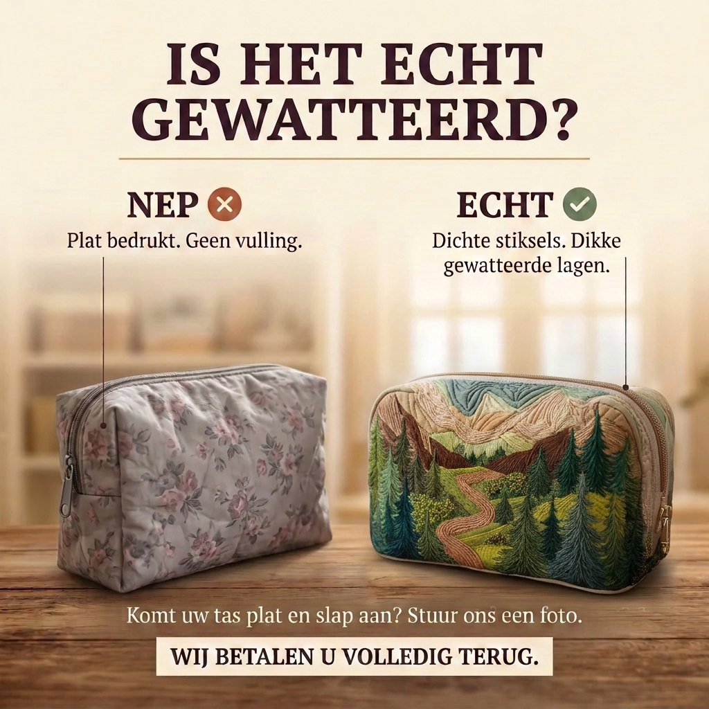 Gewatteerde make-uptas Smaragden Bladerdak
