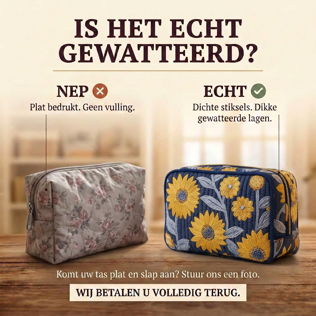 Gewatteerde make-uptas Stralende Bloei