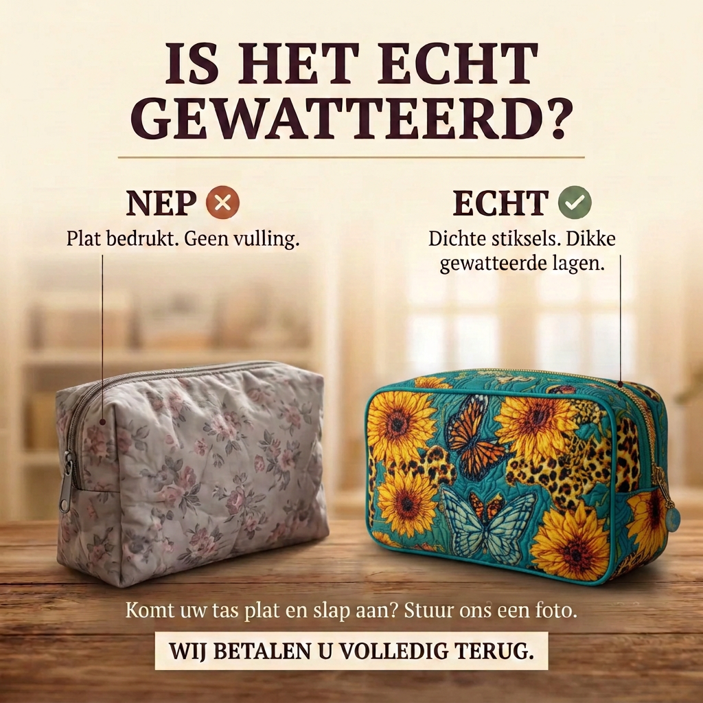 Gewatteerde make-uptas Vrolijke Bloemblaadjes
