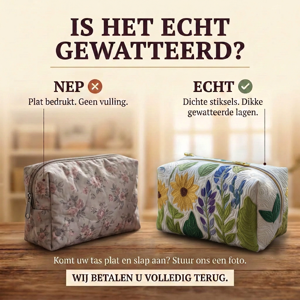 Gewatteerde make-uptas Zachte Weide