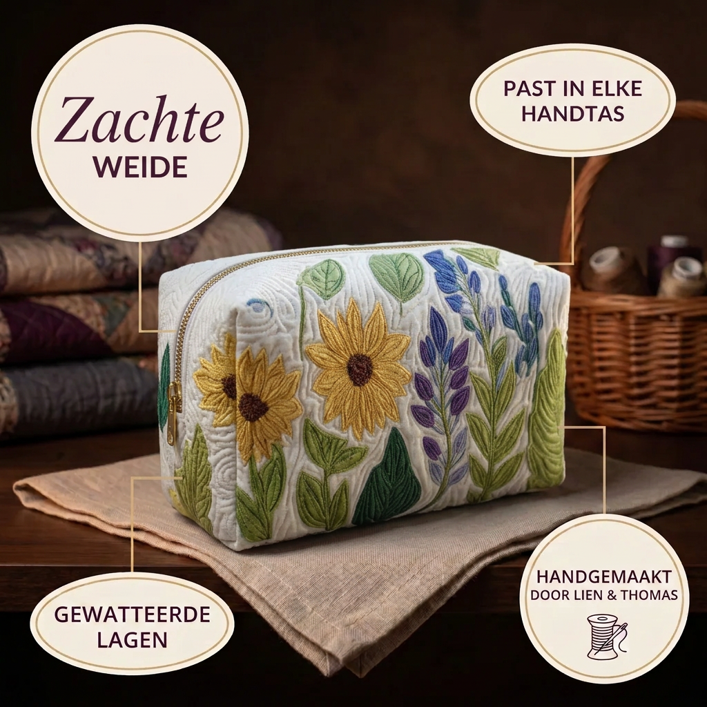 Gewatteerde make-uptas Zachte Weide