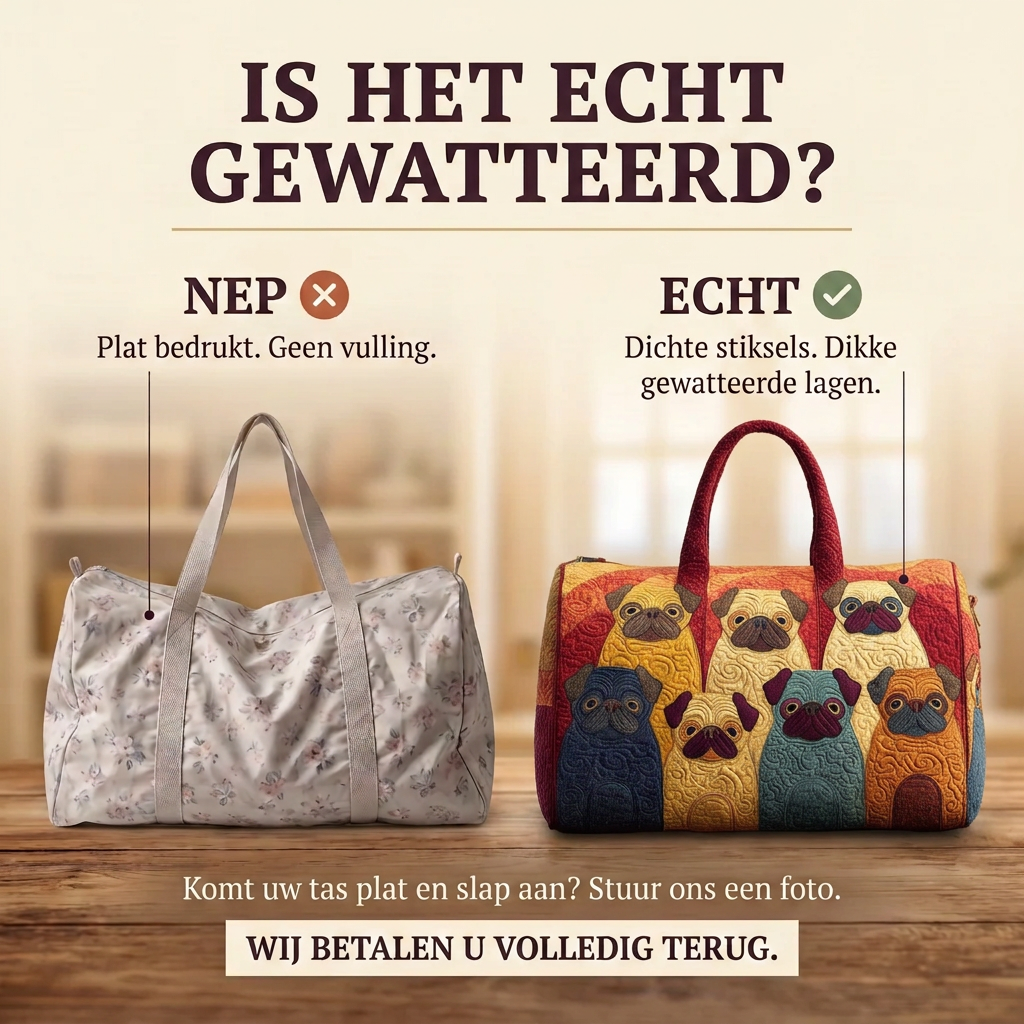 Gewatteerde reistas Mollige Mops