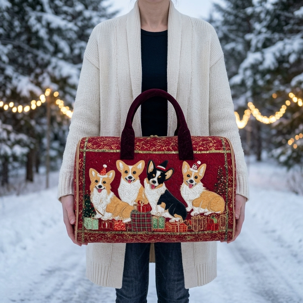 Gewatteerde reistas Kerstcorgi
