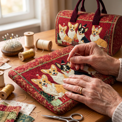 Gewatteerde reistas Kerstcorgi