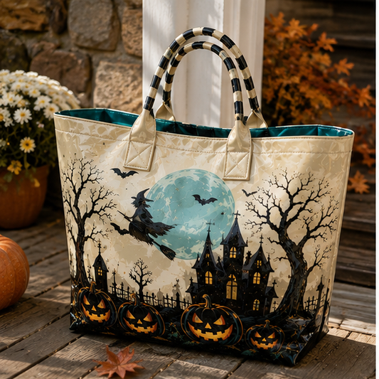 PVC Tas – Vliegende heks, maan en spookhuis