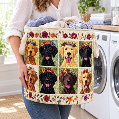 Labrador Quilted Laundry Basket