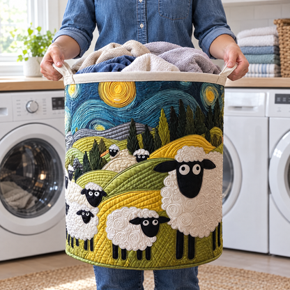 Lamb Meadow Quilted Laundry Basket