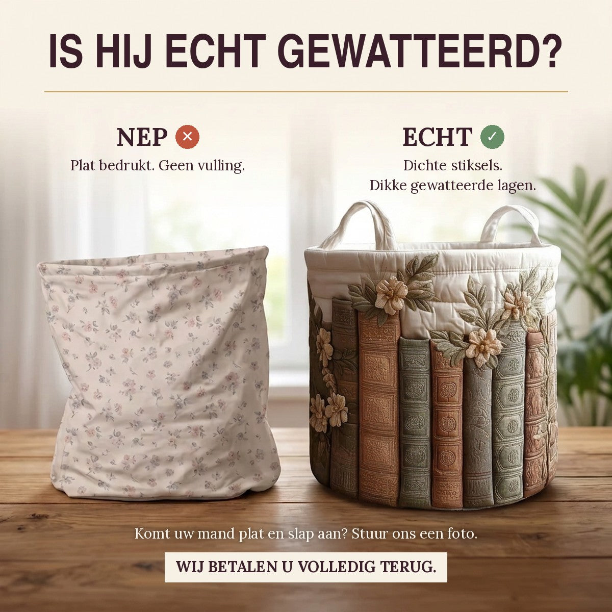 Gewatteerde wasmand Bloemenkroniek